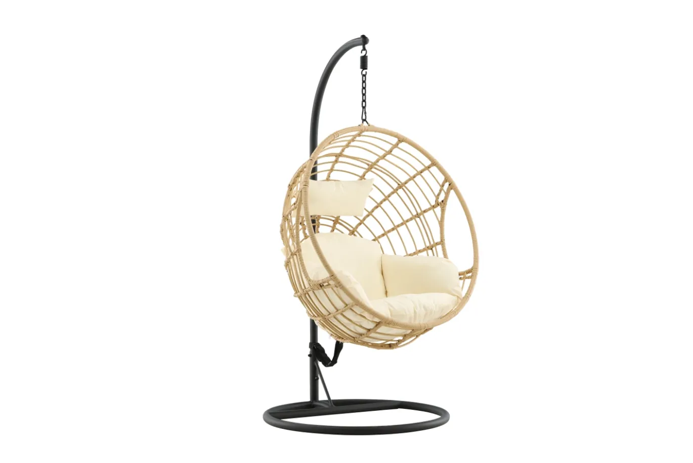 Fjôrd Hangstoel Viga Rond Zwart Frame Naturel Wicker