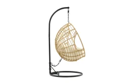 Fjôrd Hangstoel Viga Rond Zwart Frame Naturel Wicker