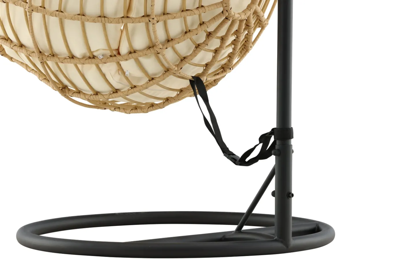 Fjôrd Hangstoel Viga Rond Zwart Frame Naturel Wicker
