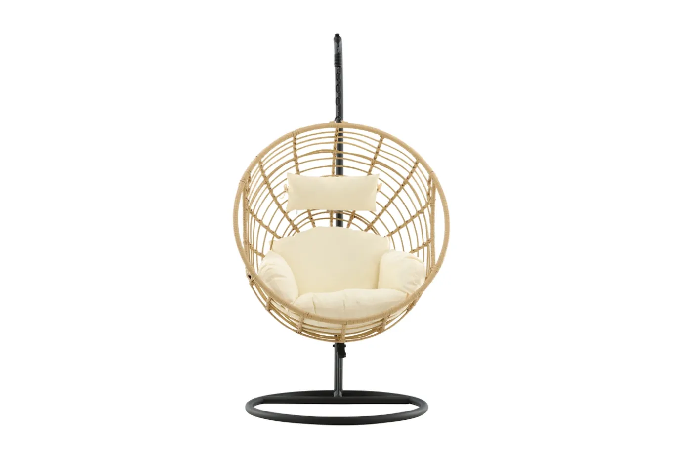 Fjôrd Hangstoel Viga Rond Zwart Frame Naturel Wicker