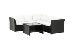 Fjôrd Hoekbankset Haiti Wicker Zwart/Wit