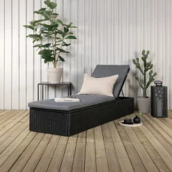 Fjôrd Lounge Ligbed Quad Lounge - Zwart Wicker