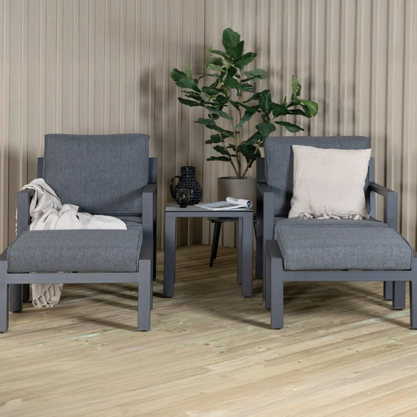 Fjôrd Loungeset Barcelona Zwart 5-delig