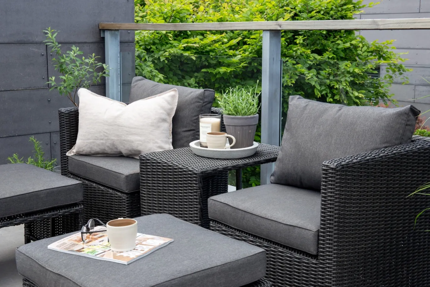 Fjôrd Loungeset Quad Set- Zwart Wicker
