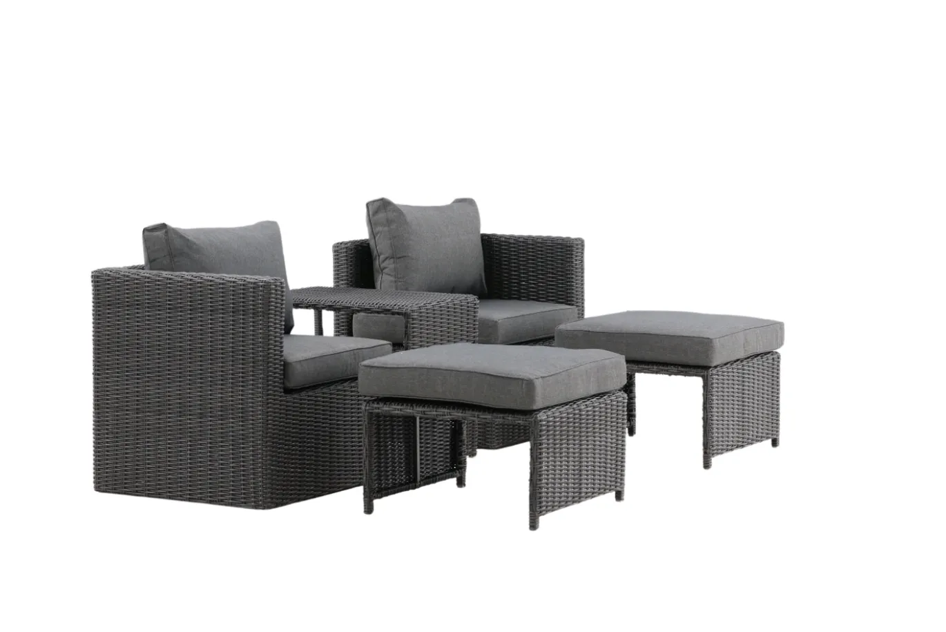 Fjôrd Loungeset Quad Set- Zwart Wicker