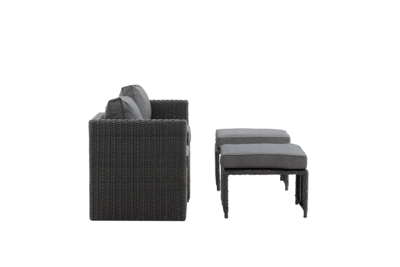 Fjôrd Loungeset Quad Set- Zwart Wicker