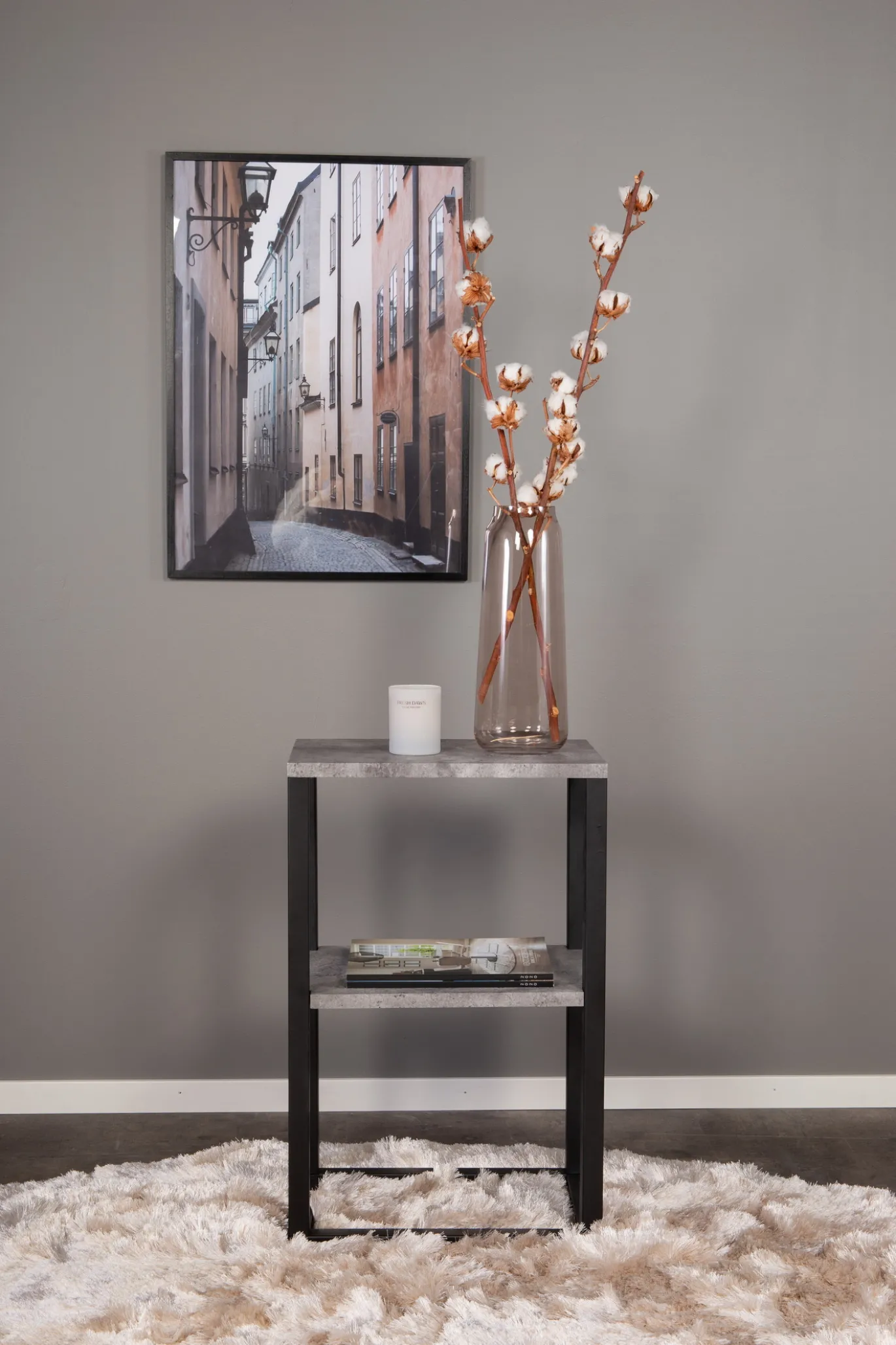 Fjôrd Nachtkastje Rise Zwart Betonlook 45x30x70cm