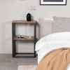 Fjôrd Nachtkastje Rise Zwart Teak-look 45x30x70cm