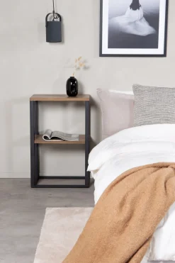 Fjôrd Nachtkastje Rise Zwart Teak-look 45x30x70cm