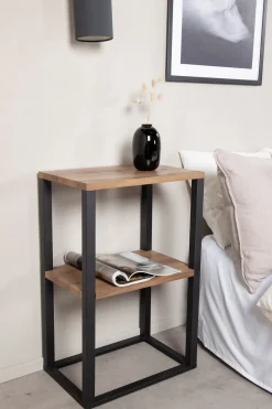 Fjôrd Nachtkastje Rise Zwart Teak-look 45x30x70cm