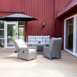 Fjôrd Parasol Leeds 300cm Grijs Alu Grijs Stof