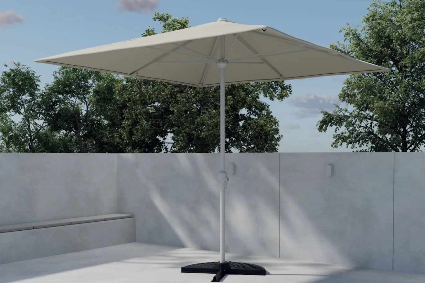 Fjôrd Parasol Leeds Staal Beige 3x3m