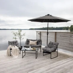 Fjôrd Parasol Sabal Met Led- Zwart 270cm