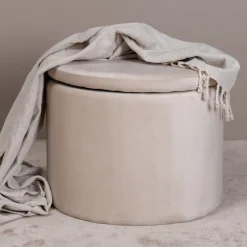 Fjôrd Poef Met Opbergruimte Dunken Beige Velvet