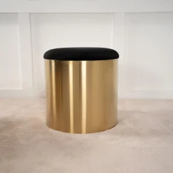 Fjôrd Poef Puff ø45cm Zwart Shiny Brass