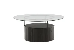 Fjôrd Salontafel Bovall Zwart Helder Glas ⌀90cm
