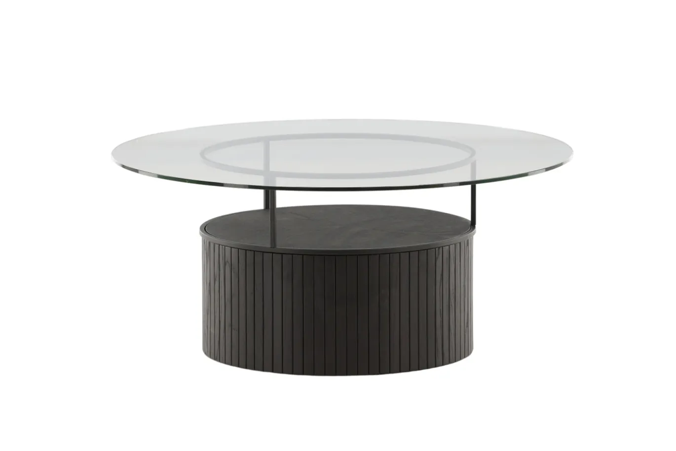 Fjôrd Salontafel Bovall Zwart Helder Glas ⌀90cm
