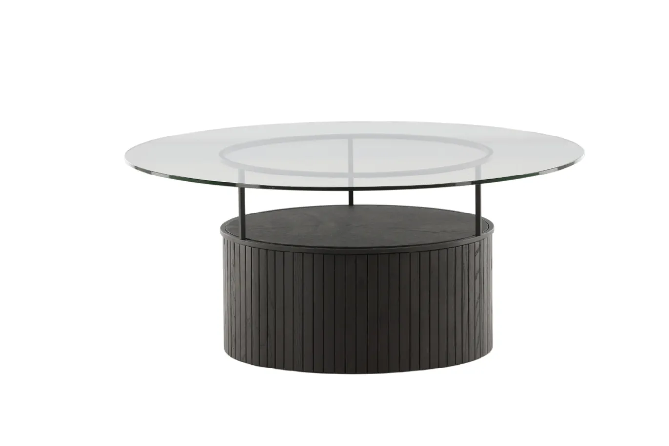 Fjôrd Salontafel Bovall Zwart Helder Glas ⌀90cm