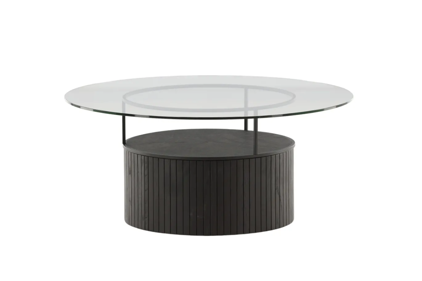 Fjôrd Salontafel Bovall Zwart Helder Glas ⌀90cm