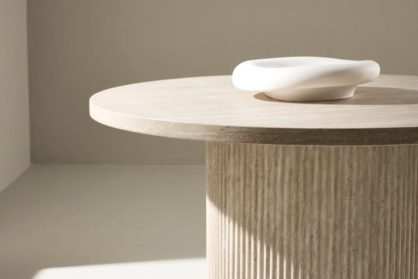 Fjôrd Salontafel Härön Beige Travertinlook ⌀80cm