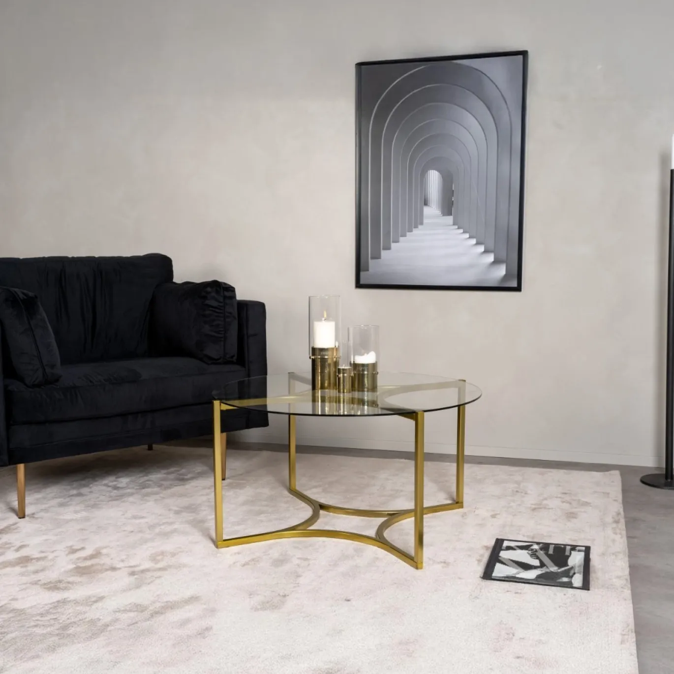 Fjôrd Salontafel Kivik Glas Brushed Brass