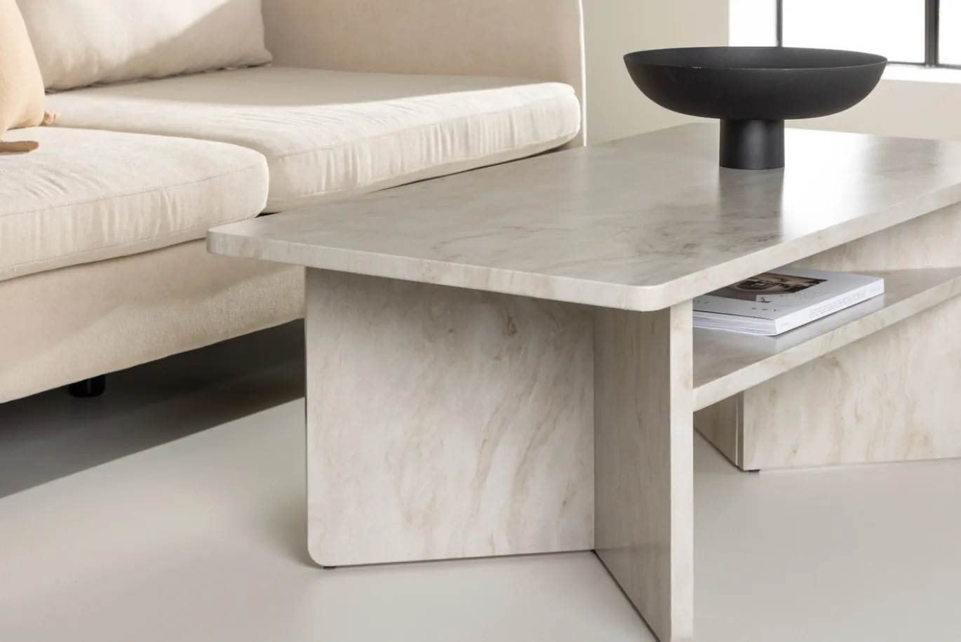 Fjôrd Salontafel Ålesund 120x60 Marmerlook Beige