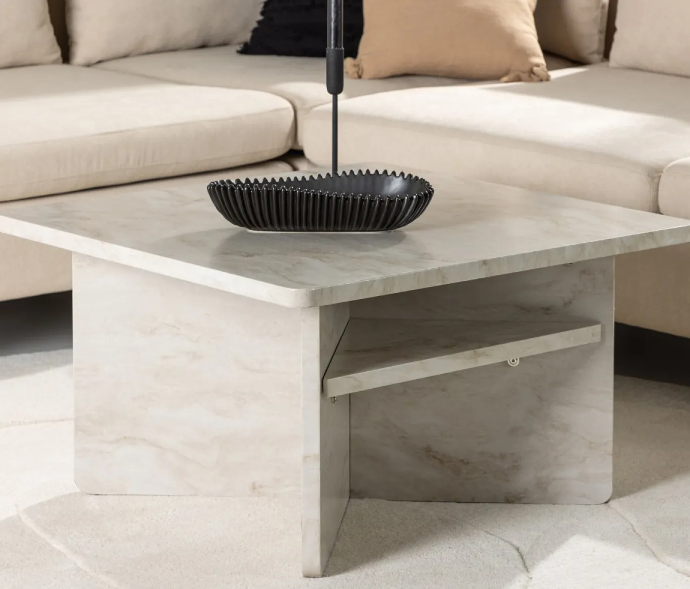 Fjôrd Salontafel Ålesund 75x75 Marmerlook Beige