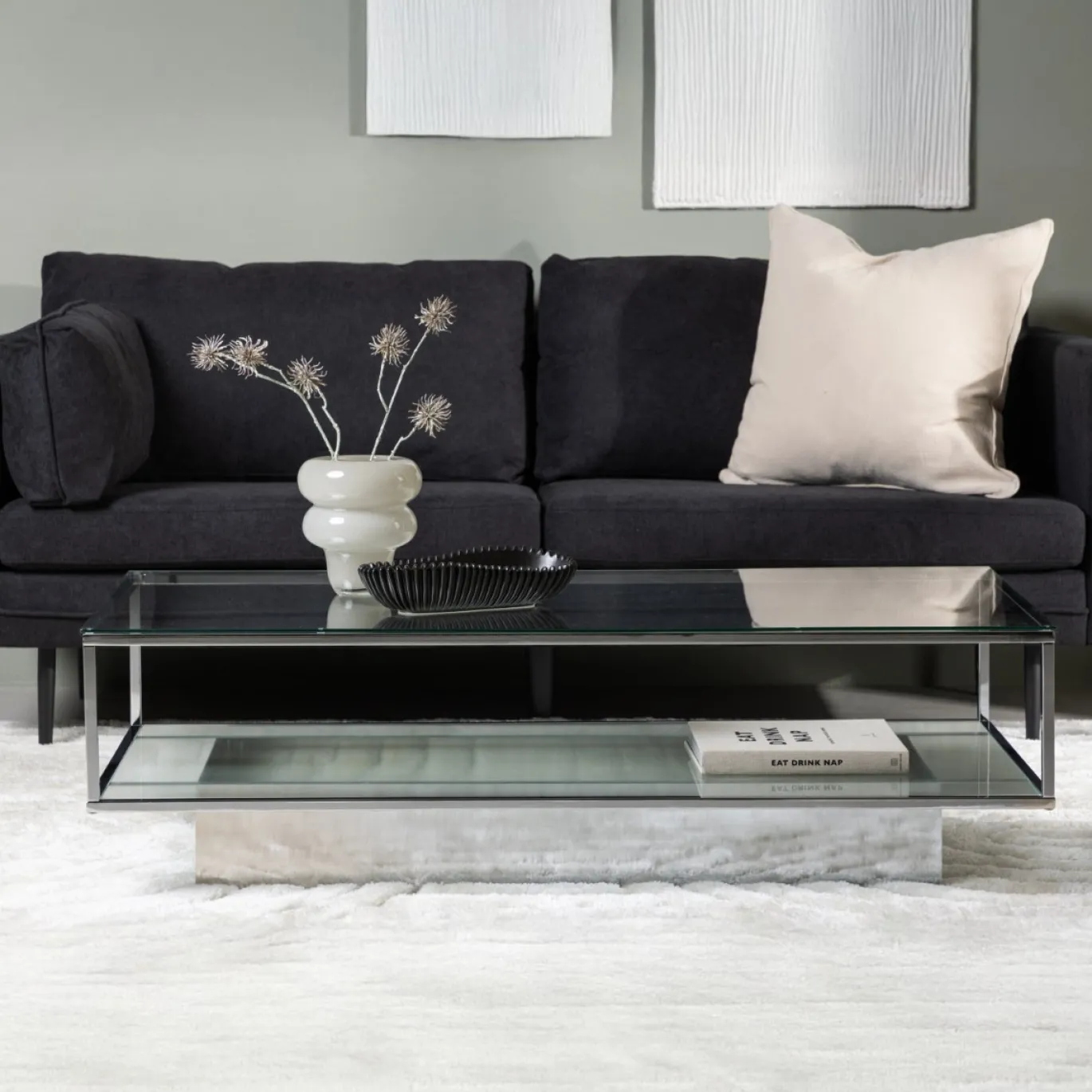 Fjôrd Salontafel Maglehem Zilver Chrome Helder Glas
