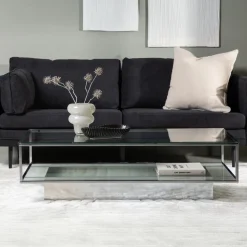 Fjôrd Salontafel Maglehem Zilver Chrome Helder Glas