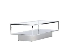 Fjôrd Salontafel Maglehem Zilver Chrome Helder Glas