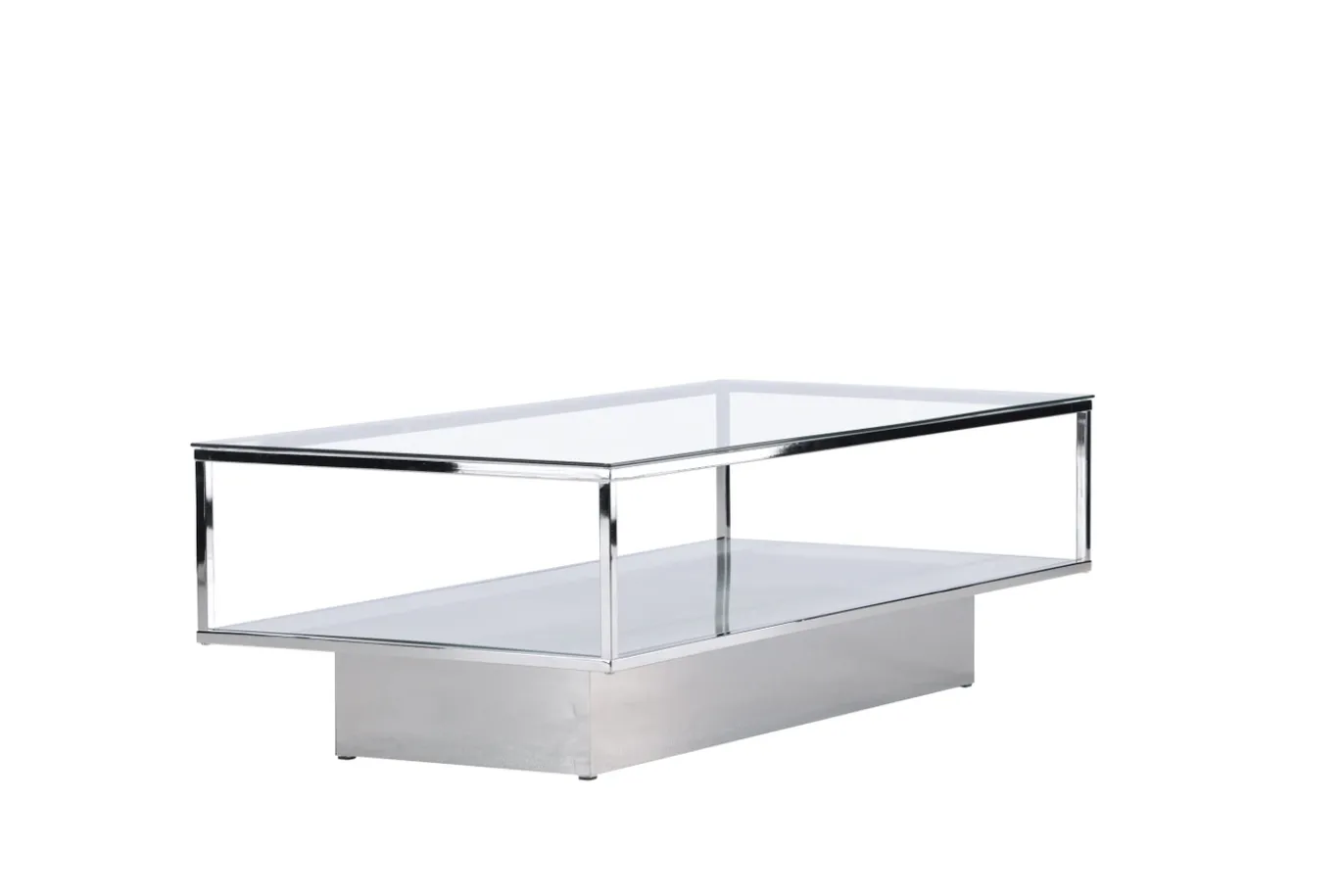 Fjôrd Salontafel Maglehem Zilver Chrome Helder Glas