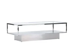 Fjôrd Salontafel Maglehem Zilver Chrome Helder Glas