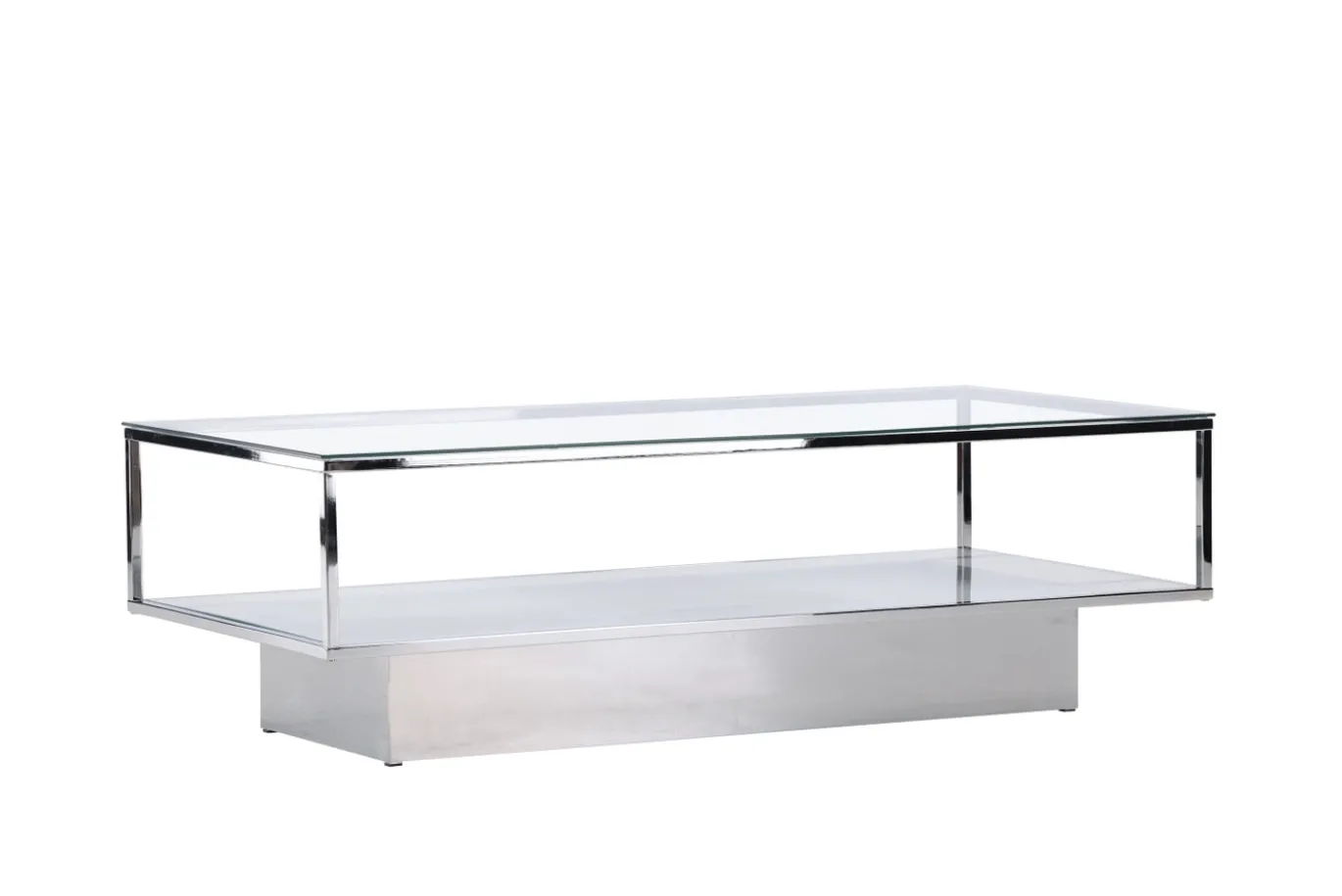 Fjôrd Salontafel Maglehem Zilver Chrome Helder Glas
