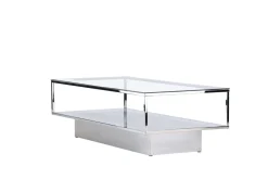 Fjôrd Salontafel Maglehem Zilver Chrome Helder Glas