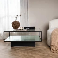 Fjôrd Salontafel Maglehem Zwart met Helder Glas 90cm