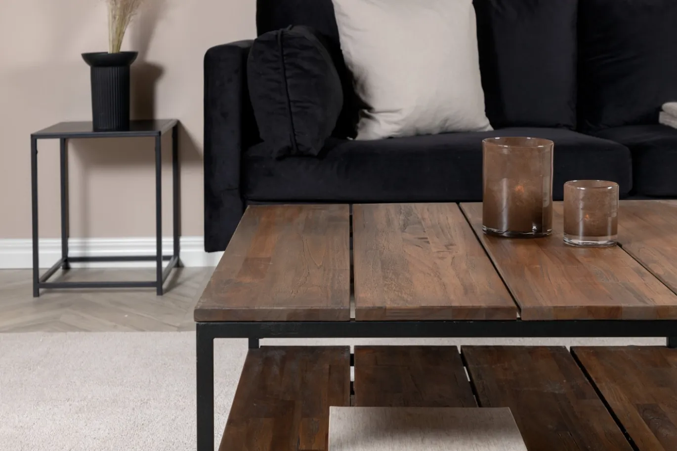 Fjôrd Salontafel Padang Zwart Teak 80x80x40cm