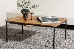 Fjôrd Salontafel Penh Staal Zwart Acacia Rectangular 65x100x40