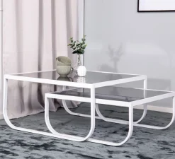 Fjôrd Salontafel Rocker Set Of 2 Wit Smokey Glas