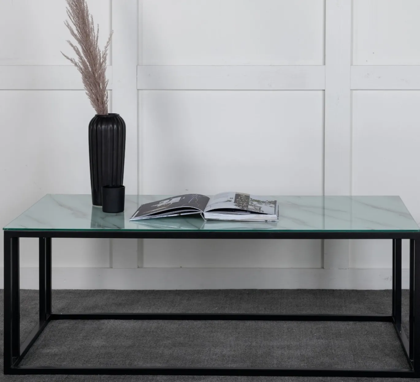Fjôrd Salontafel Rock Zwart Glasmarmer 120x60cm