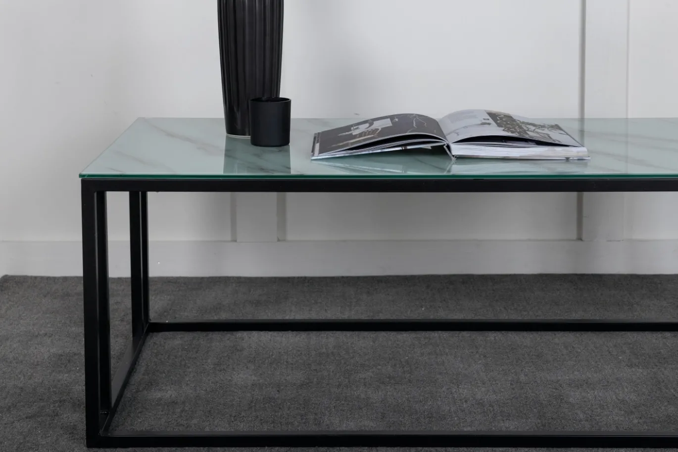 Fjôrd Salontafel Rock Zwart Glasmarmer 120x60cm