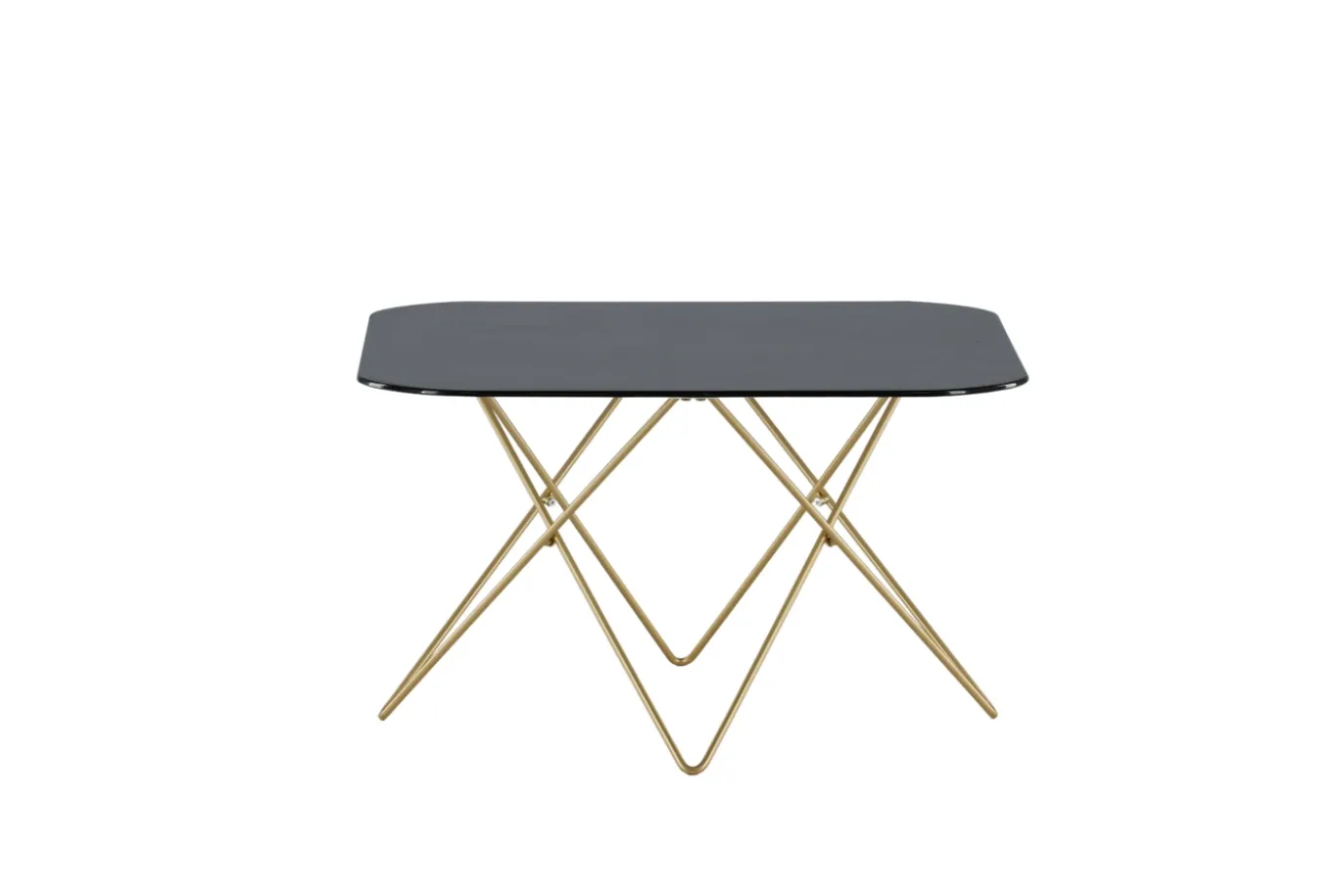 Fjôrd Salontafel Tristar Brushed Brass Zwart Glas Marmer