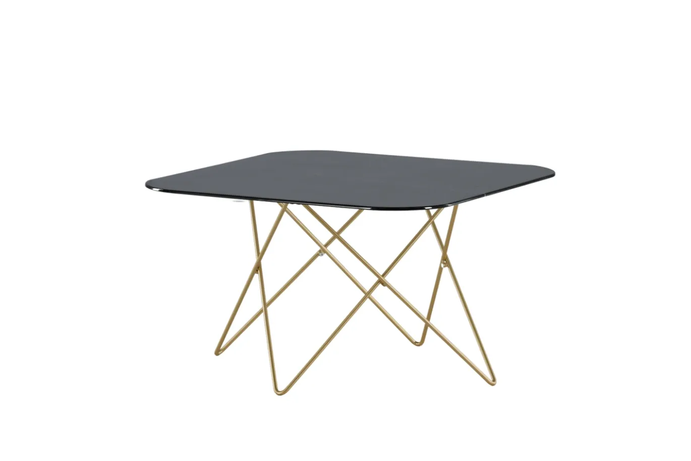 Fjôrd Salontafel Tristar Brushed Brass Zwart Glas Marmer