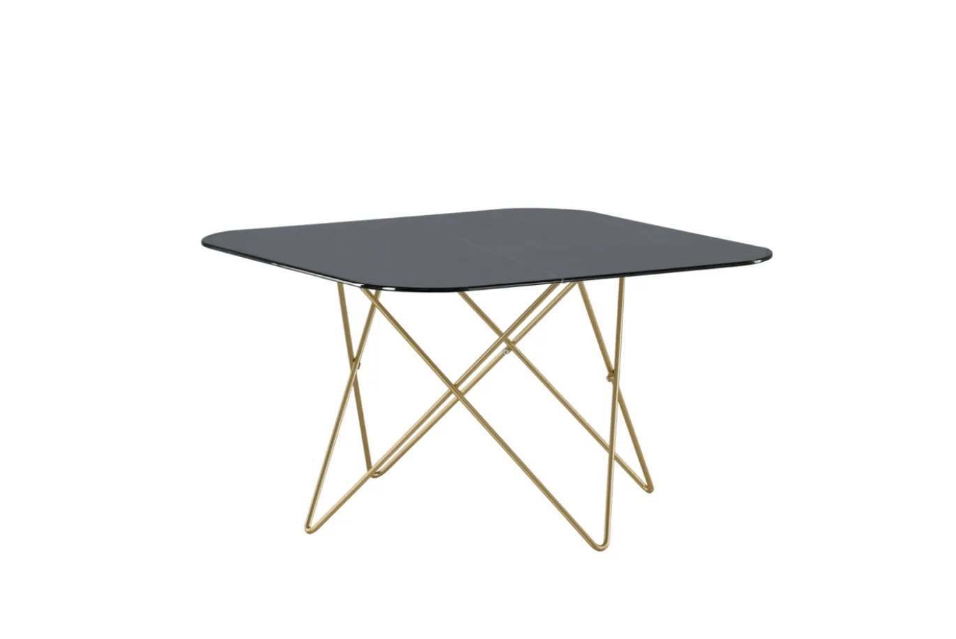 Fjôrd Salontafel Tristar Brushed Brass Zwart Glas Marmer