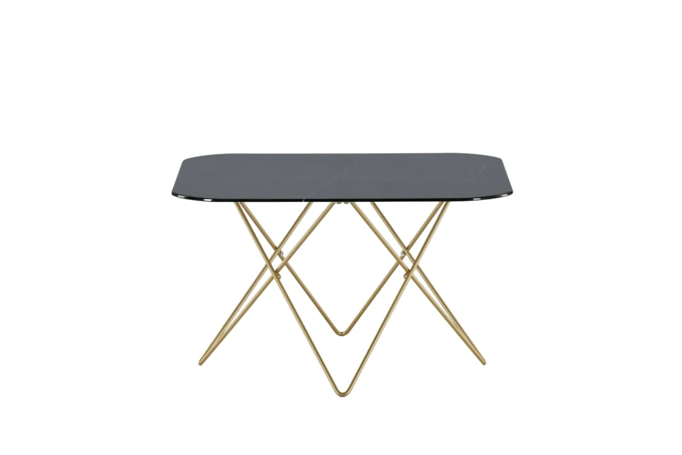 Fjôrd Salontafel Tristar Brushed Brass Zwart Glas Marmer