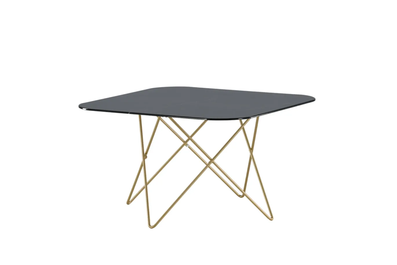 Fjôrd Salontafel Tristar Brushed Brass Zwart Glas Marmer