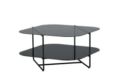 Fjôrd Salontafel Un-line Smoked Glas Met Zwarte Poot