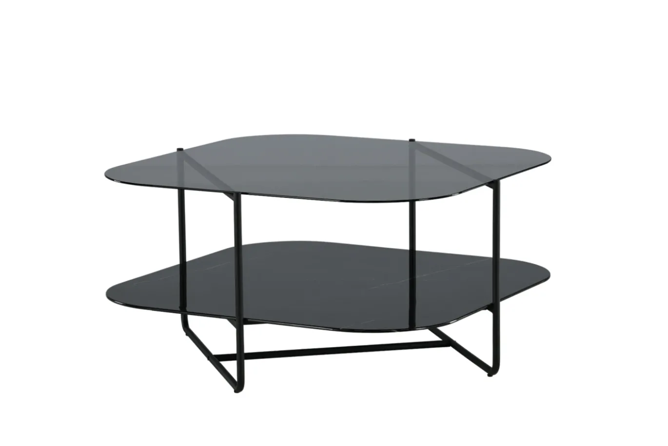 Fjôrd Salontafel Un-line Smoked Glas Met Zwarte Poot