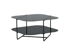 Fjôrd Salontafel Un-line Smoked Glas Met Zwarte Poot