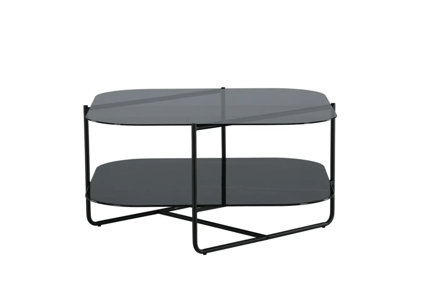 Fjôrd Salontafel Un-line Smoked Glas Met Zwarte Poot