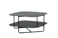 Fjôrd Salontafel Un-line Smoked Glas Met Zwarte Poot